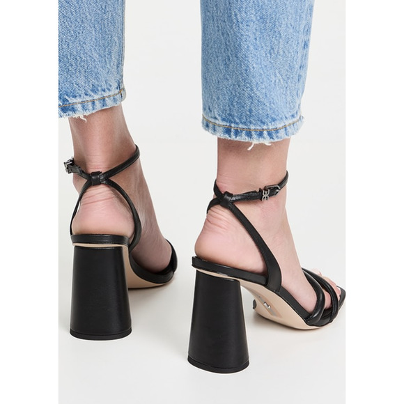 SAM EDELMAN Womens Kia Sandals Size 8 M Black Block Heel Strappy Leather NIB - Picture 2 of 13